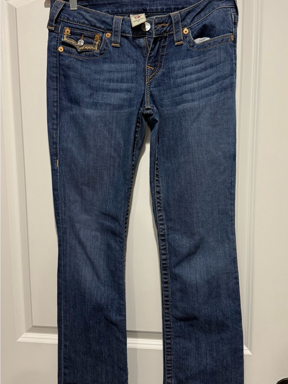 True Religion Big T Flap Pocket Bootcut Jeans Dark Wash